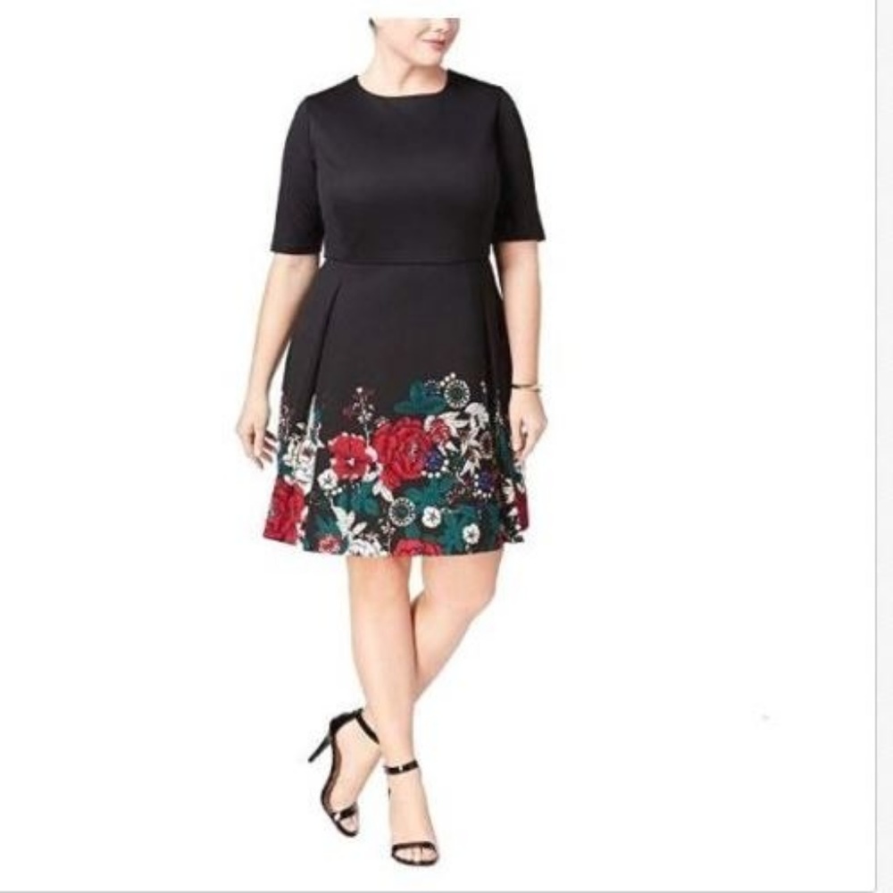 Charter Club Floral-Print Hem Fit Flare Dress L